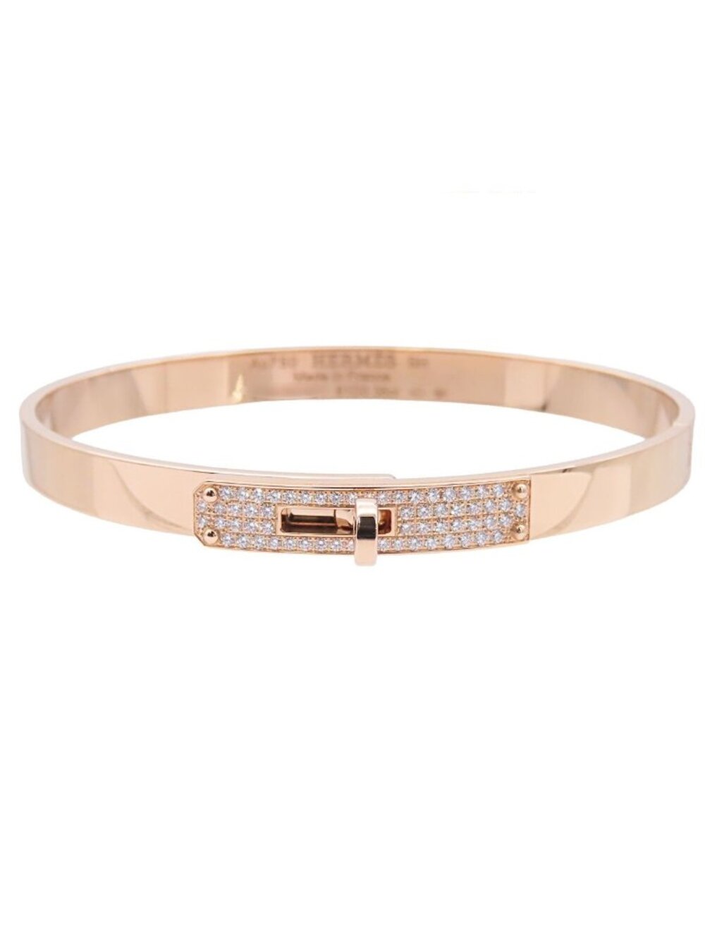 Hermes Bracelet Kelly PM Pink Gold 18k Diamond D Bangle
